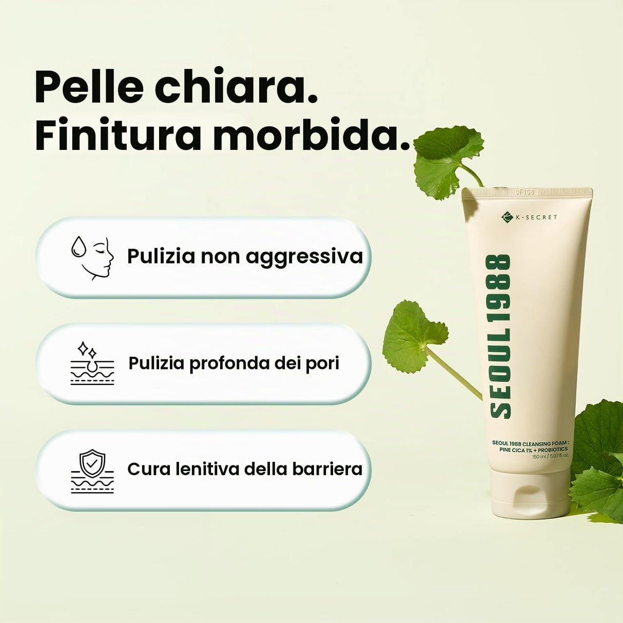 Seoul 1988 Cleansing Foam Pine Cica 1% + Probiotics Detergente Viso Schiumogeno