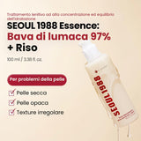 Seoul 1988 Essence Snail Mucin 97% + Rice Essenza Viso