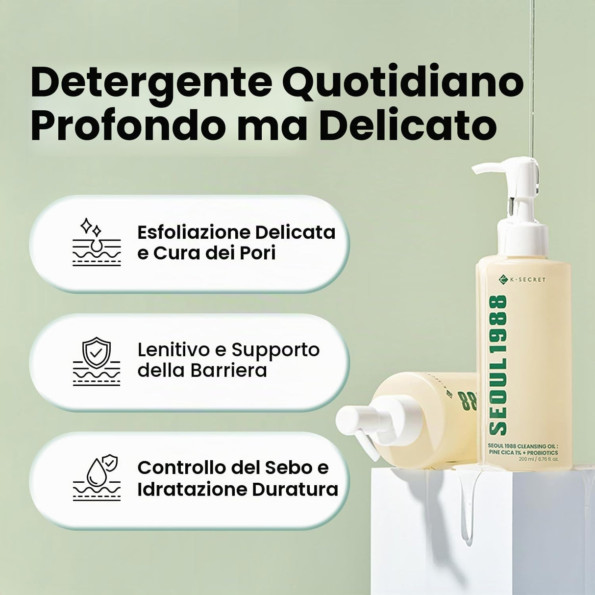 Seoul 1988 Cleansing Oil Pine Cica 1% + Probiotics Olio Detergente Viso