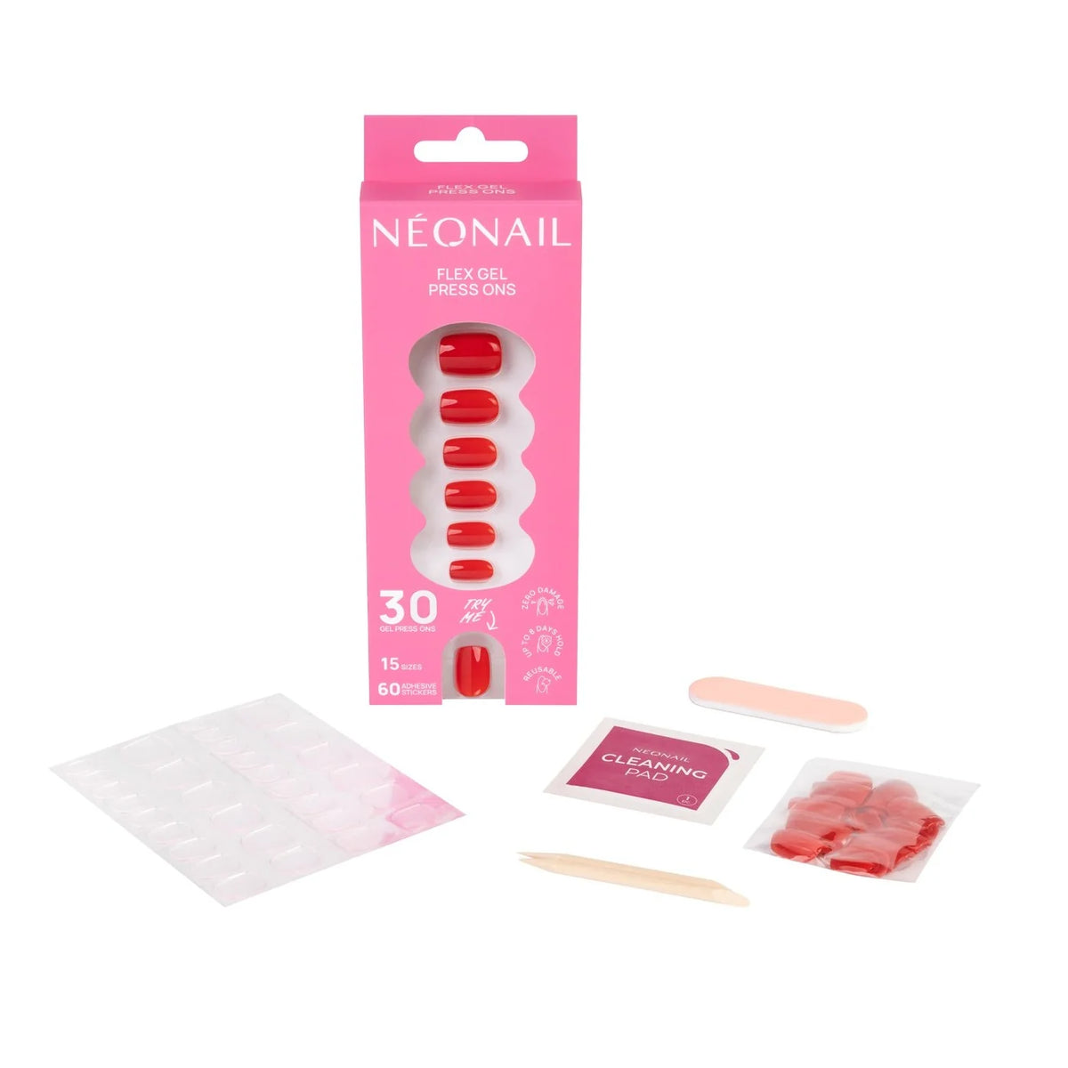 Flex Gel Press Ons Bold Red Short Square