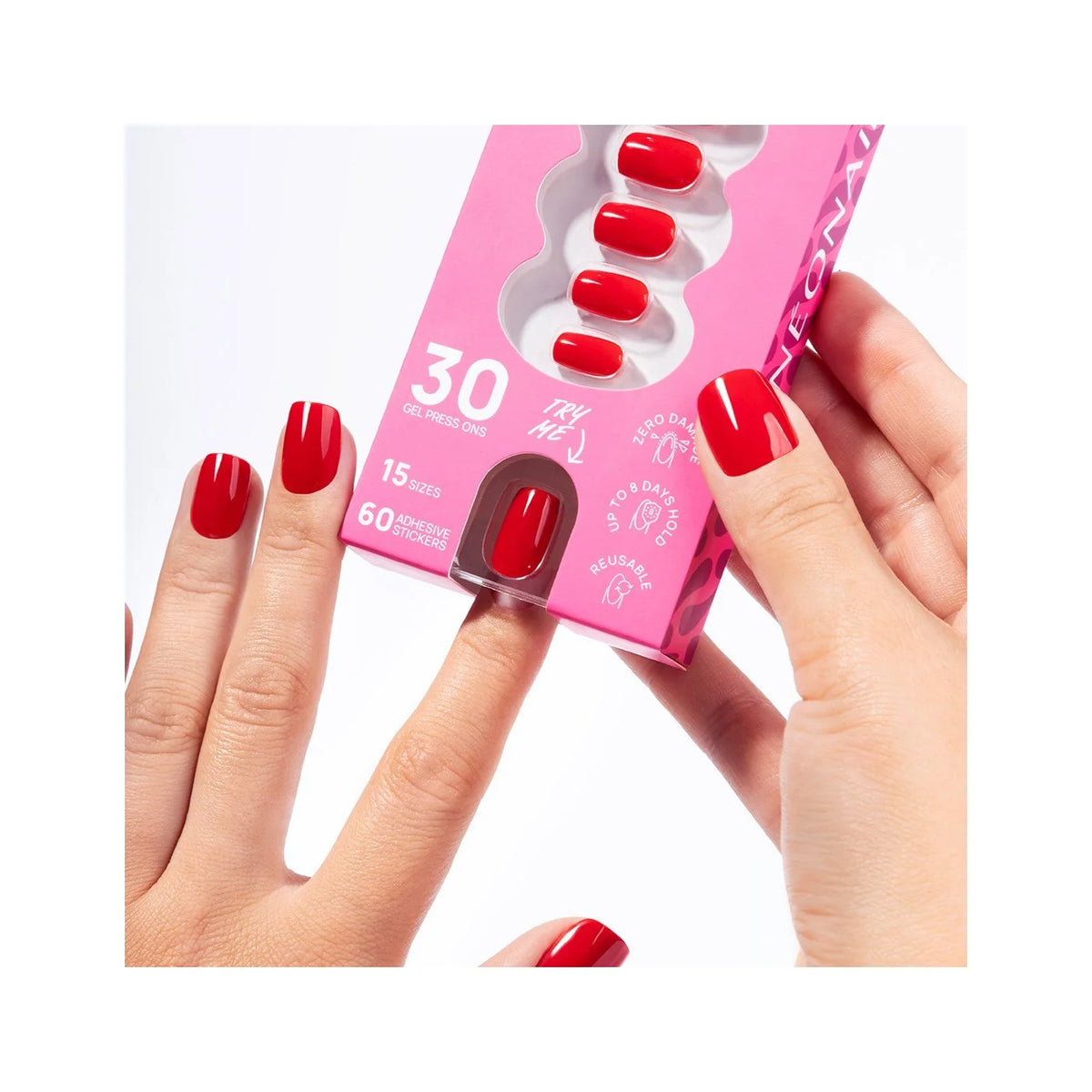 Flex Gel Press Ons Bold Red Short Square