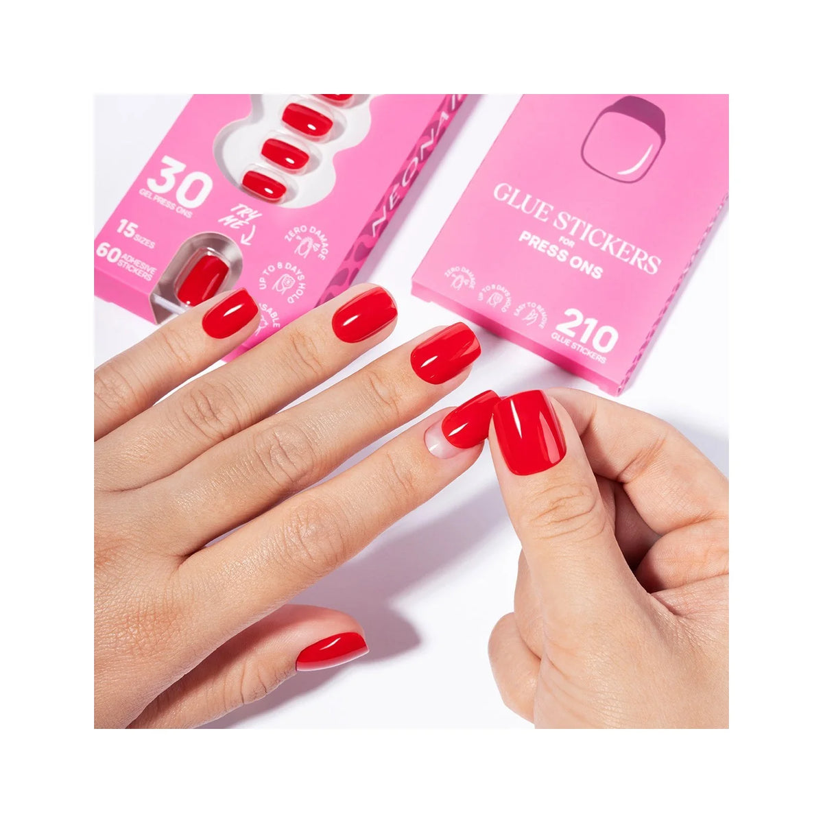 Flex Gel Press Ons Bold Red Short Square