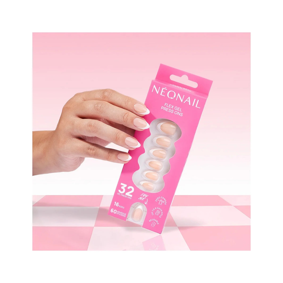 Flex Gel Press Ons Perfect French Medium Almond