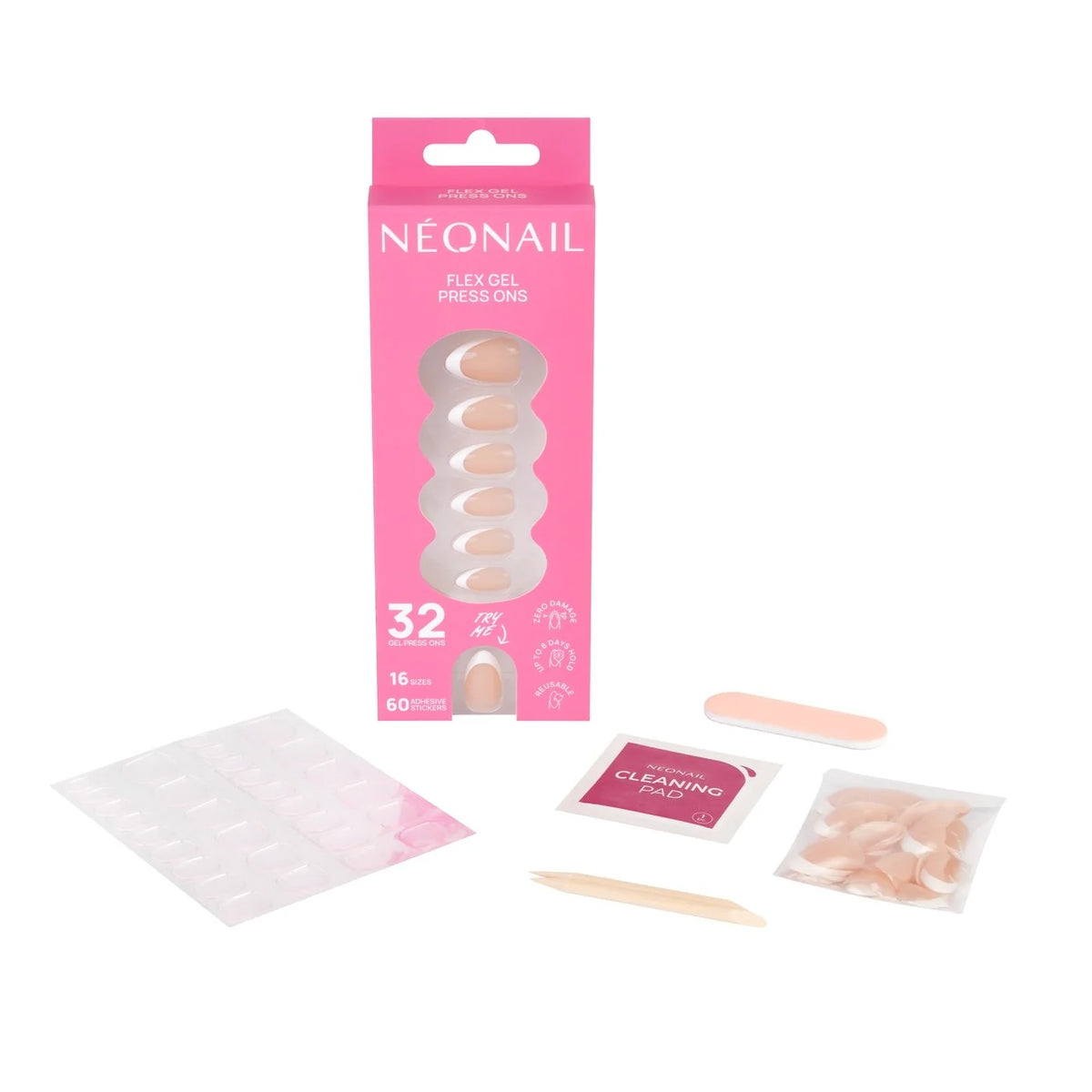 Flex Gel Press Ons Perfect French Medium Almond