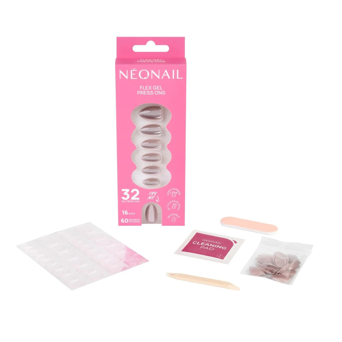 Flex Gel Press Ons Blush Cat Eye Medium Almond